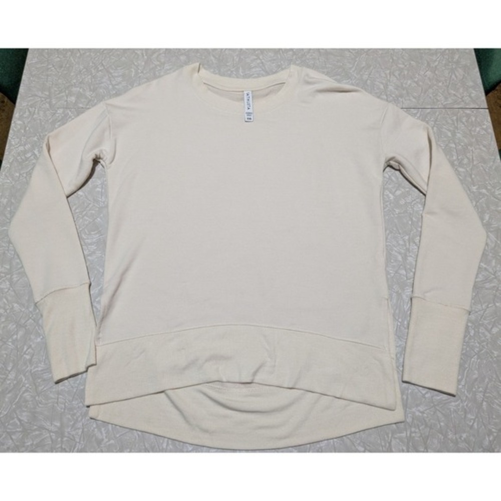 Athleta XXS Cream Midweight Crew Neck Sweatshirt Top